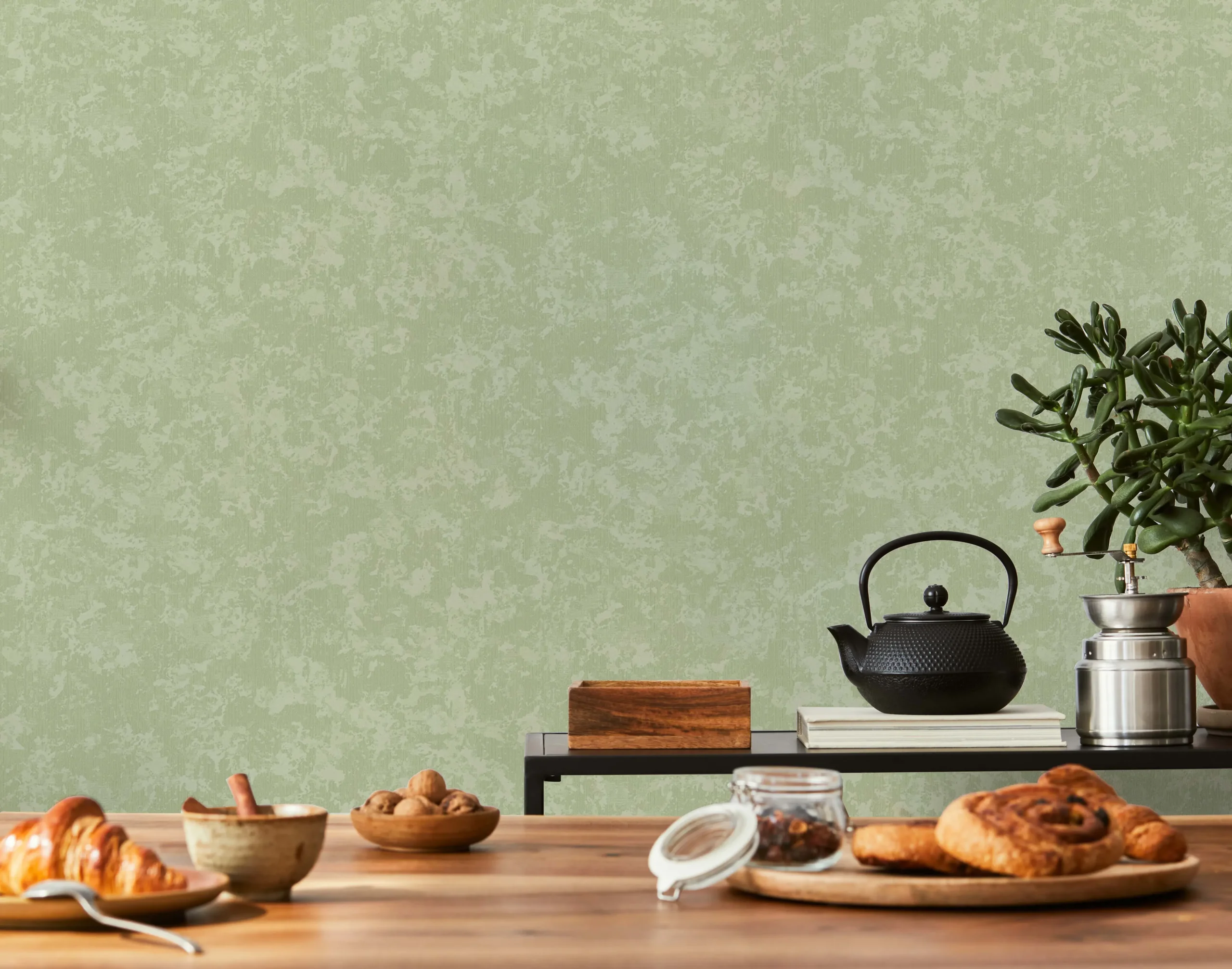 Green Embossed Wallpaper – Natural Reflection (24112-4)